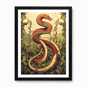 Floral Folk Serpent 3 Art Print