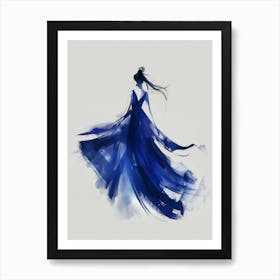 Watercolor Of A Woman In Blue Dress Art Print