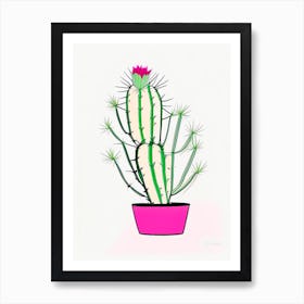 Easter Cactus Minimal Line Drawing Art Print