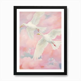 Pink Ethereal Bird Painting Albatross 1 Art Print