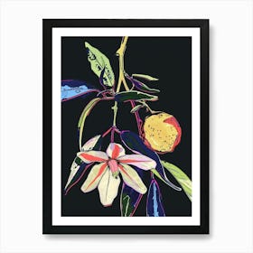 Neon Flowers On Black Bergamot 2 Art Print