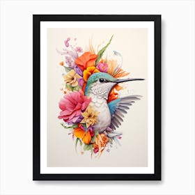 Bird With A Flower Crown Hummingbird 2 Art Print