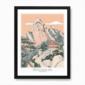 Mount Kanlaon Philippines Color Line Drawing 2 Poster Art Print