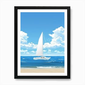 Sailboat On The Beach Vector Art Print