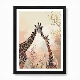 Two Giraffes With The Trees & Plants Art Print