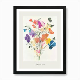 Sweet Pea 4 Collage Flower Bouquet Poster Art Print