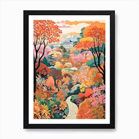 The Garden Of Morning Calm, South Korea In Autumn Fall Illustration 3 Art Print