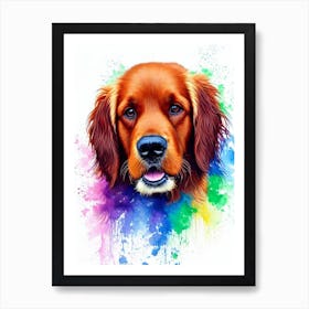 Irish Setter Rainbow Oil Painting Dog Art Print