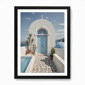 Greek Island Blue Doors Art Print