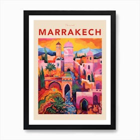 Marrakech Morocco 3 Fauvist Travel Poster Art Print