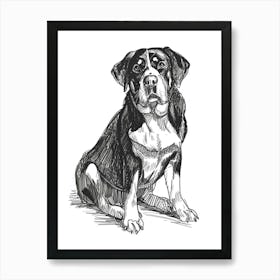 Entlebucher Mountain Dog Line Sketch 2 Art Print