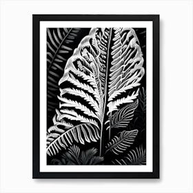 Japanese Painted Fern Linocut Art Print