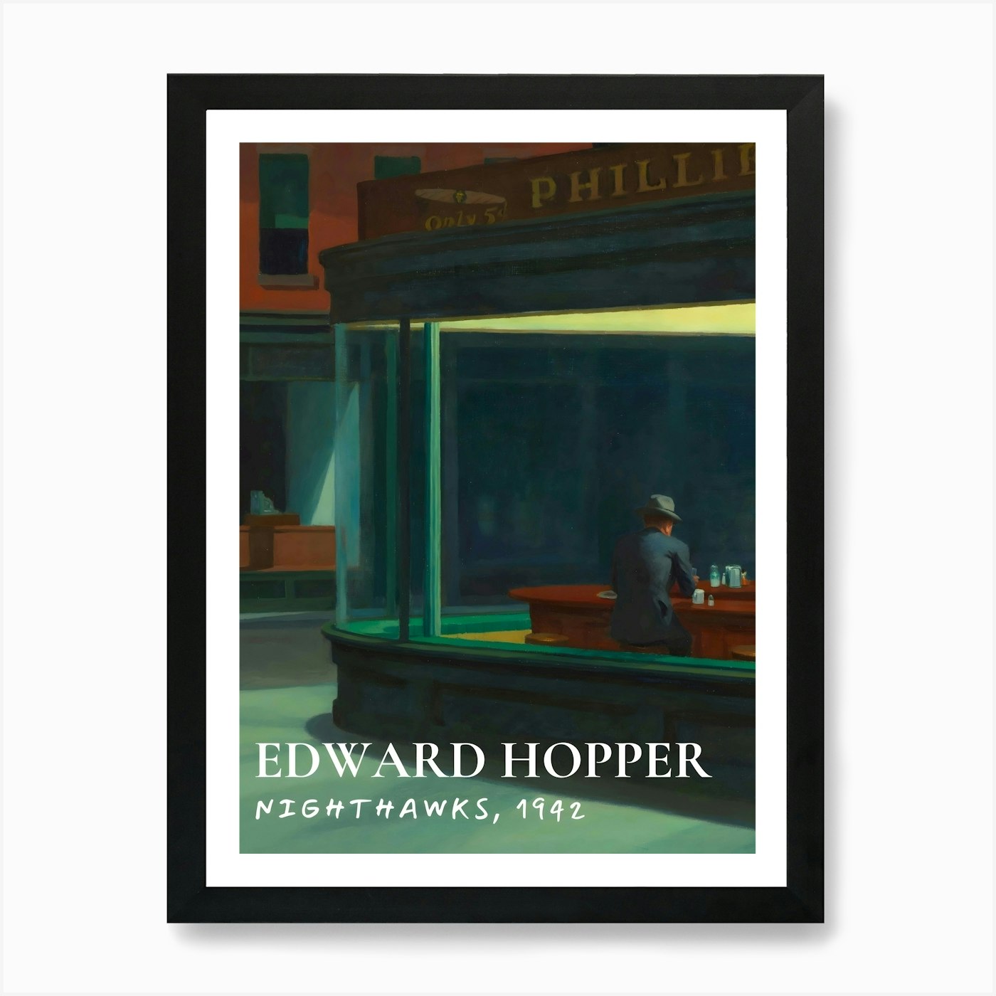 Edward Hopper Nighthawks, 1924 Art Framed Wall Art Poster Canvas Print Picture - Picture 2 of 4
