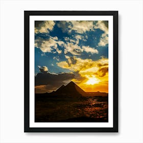 He Great Pyramid Of Giza With Sunset And Dramatic Sky Art Print