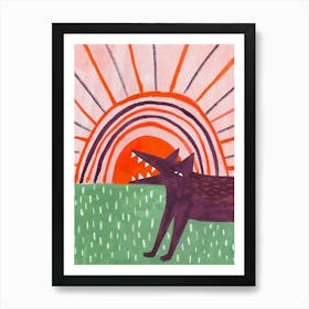 Wolf At Sunset Art Print