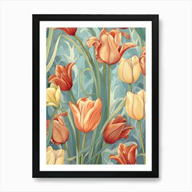 Seamless Pattern With Tulips Art Print