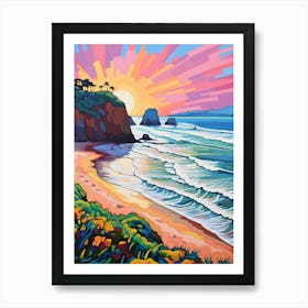 Cannon Beach Washington Retro Pop Art 3 Art Print