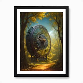 Wheel In The Woods Art Print