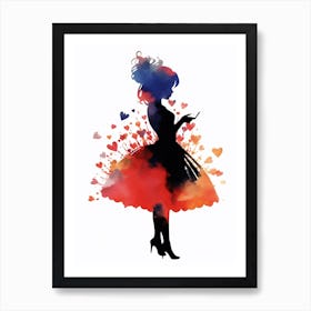 Alice In Wonderland Colourful Watercolour Queen Of Hearts Art Print