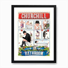 Churchill In The Bathroom Art Print