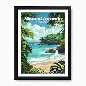 Manuel Antonio Beach Costa Rica Island Digital Travel Illustration Art Print