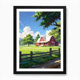 Red Barn In The Countryside 1 Art Print