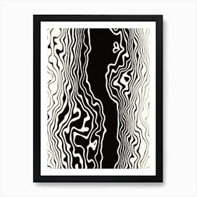 Black and White Wavy Squiggle Stripes Art Print