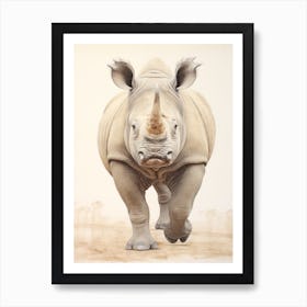 Rhino Walking Portrait 3 Poster