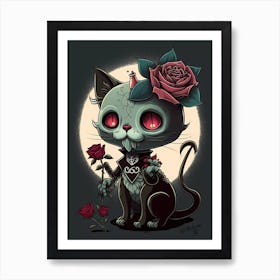 Cute Goth Cat Art Print