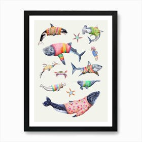 Sealife In Sweaters Art Print