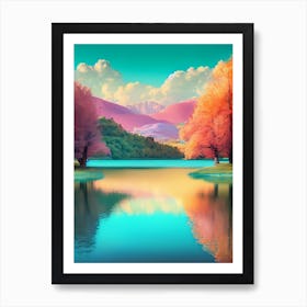 Autumn Trees In A Lake Art Print