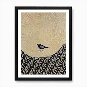 Cowbird Linocut Bird Art Print