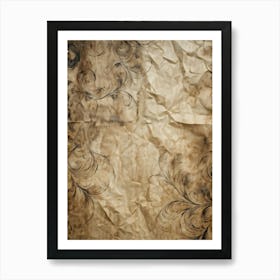 Abstract Pattern Swirling Across A Vintage Crumpled Paper Tones Of Sepia And Muted Earth Colors Fr (3) Art Print