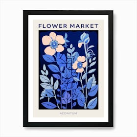 Blue Flower Market Poster Aconitum 1 Art Print