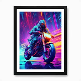 Neon Biker 1 Art Print