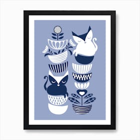 Swedish folk cats // cats and mugs sweet Scandinavian  1 Poster