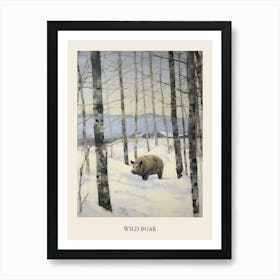 Vintage Winter Animal Painting Poster Wild Boar 3 Art Print