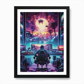 Neon Gaming Cyberpunk Art Print