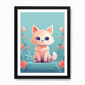 Cute Kitten Scandinavian Style Illustration 1 Art Print