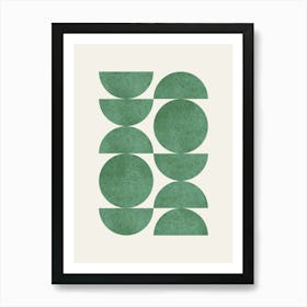 Scandinavian Pattern Half-moon Circle Abstract Minimalist - Forest Green Art Print