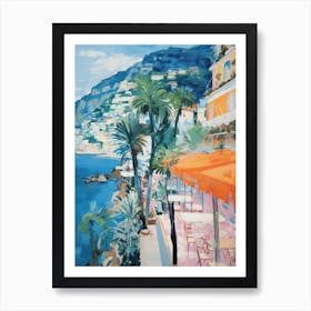 Positano, Amalfi Coast   Italy Beach Club Lido Watercolour 8 Art Print