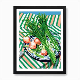 Green Onions Summer Illustration 8 Art Print