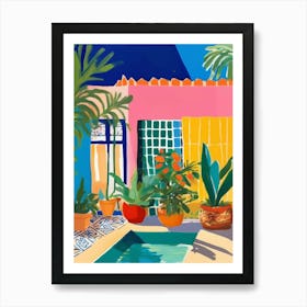 Colorful house with a pool Art Print