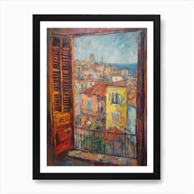 Window View Of Havana In The Style Of Impressionism 2 Art Print