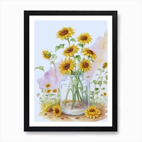 Sunflowers In A Jar 1 Art Print