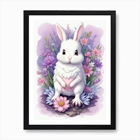 Bunny With Flowers Art Print