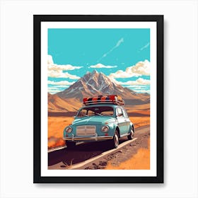A Fiat 500 In The Andean Crossing Patagonia Illustration 2 Art Print