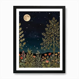 Night In The Garden Style William Morris 1 Art Print Art Print