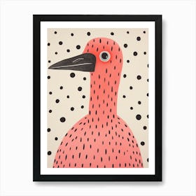 Pink Polka Dot Crane 1 Art Print
