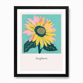 Sunflower 2 Square Flower Illustration Poster Art Print